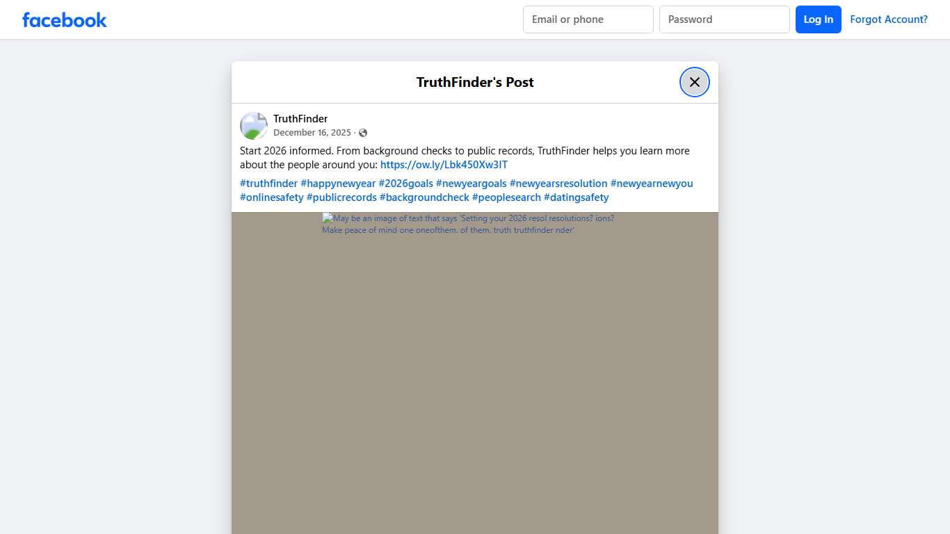 TruthFinder - Start 2026 informed. From background checks... Facebook